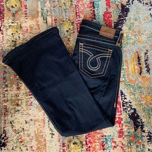 Dark wash flare leg jeans
